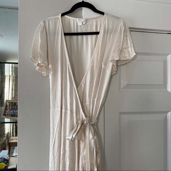 Ghost White Silk Wrap Dress - Picture 2 of 6